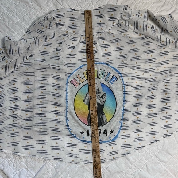 Blondie cardigan up cycle blue white oversized flowing - Picture 9 of 12